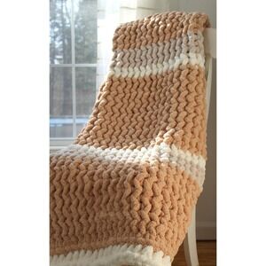 Handmade Chunky Chenille Knit Blanket 40 X 57 reversible
